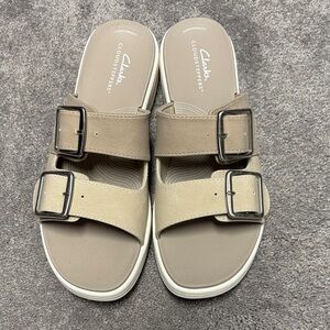 Clarks Tan Double Buckle Sandals